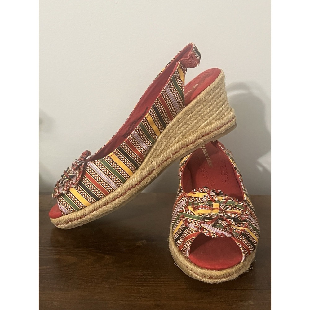 Naturalizer Espadrille Wedge Sandals Multicolor Woven Peep Toe Comfort‎  7M